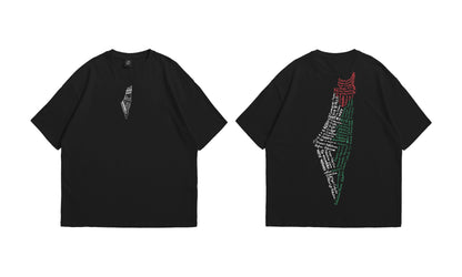 "Palestine Map Typography" Solidarity T-Shirt