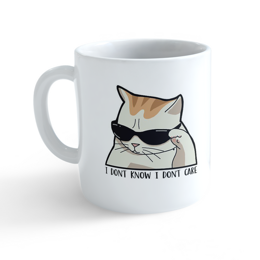 Cool Cat Mug – I Don’t Know I Don’t Care