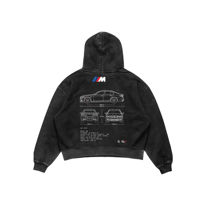 BMW M5 Acid Wash Hoodie – Blueprint Edition