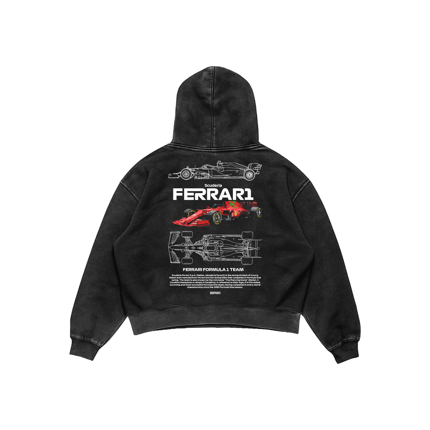 Ferrari Formula One Acid Wash Hoodie – Scuderia Blueprint Edition