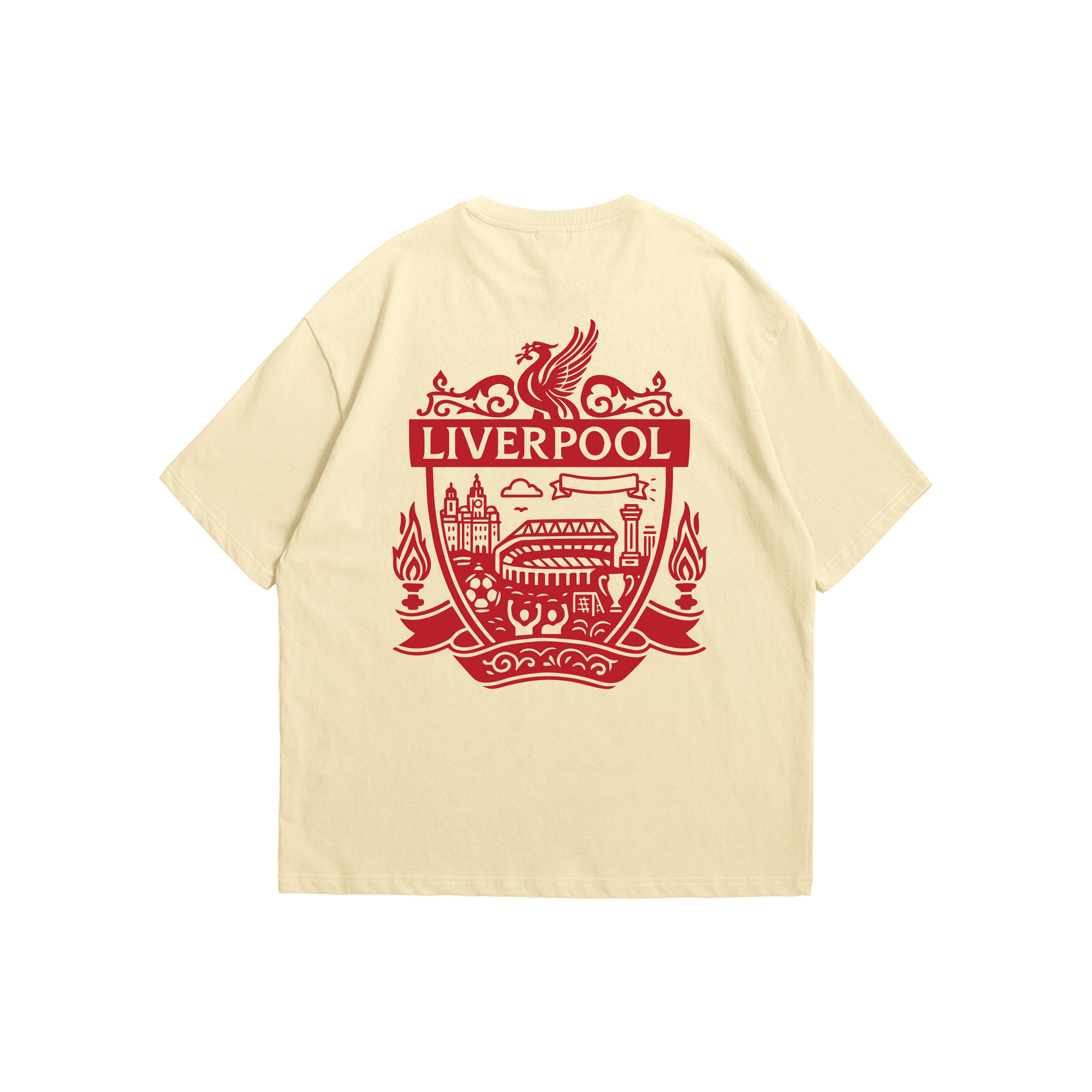 Liverpool FC – You’ll Never Walk Alone Tee – Oversized drop-shoulder 180 GSM cotton football T-shirt by Stick-On (Unisex M–5XL)