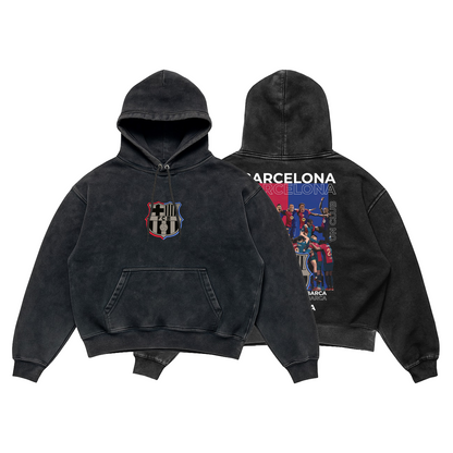 FC Barcelona Acid Wash Hoodie – “Més Que Un Club” Champions Edition