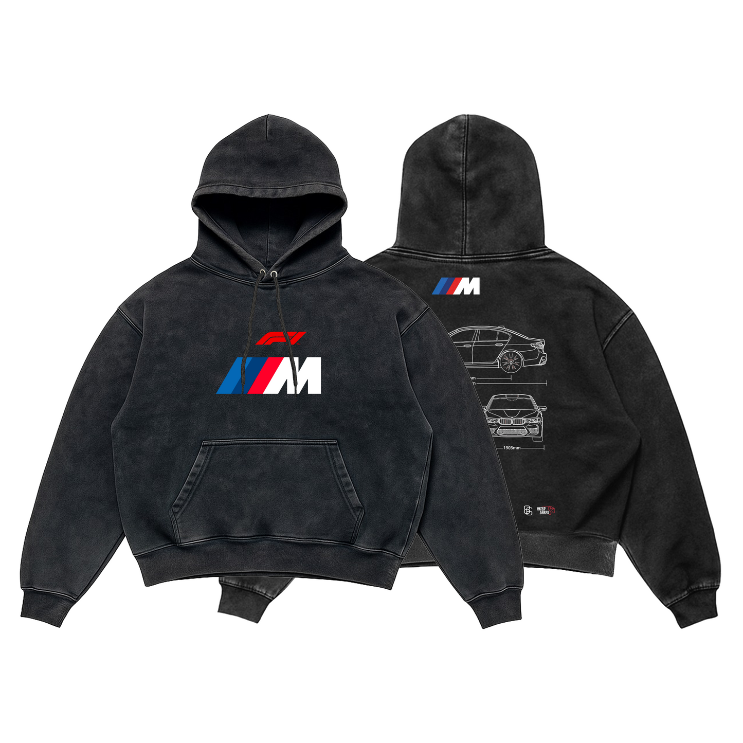 BMW M5 Acid Wash Hoodie – Blueprint Edition