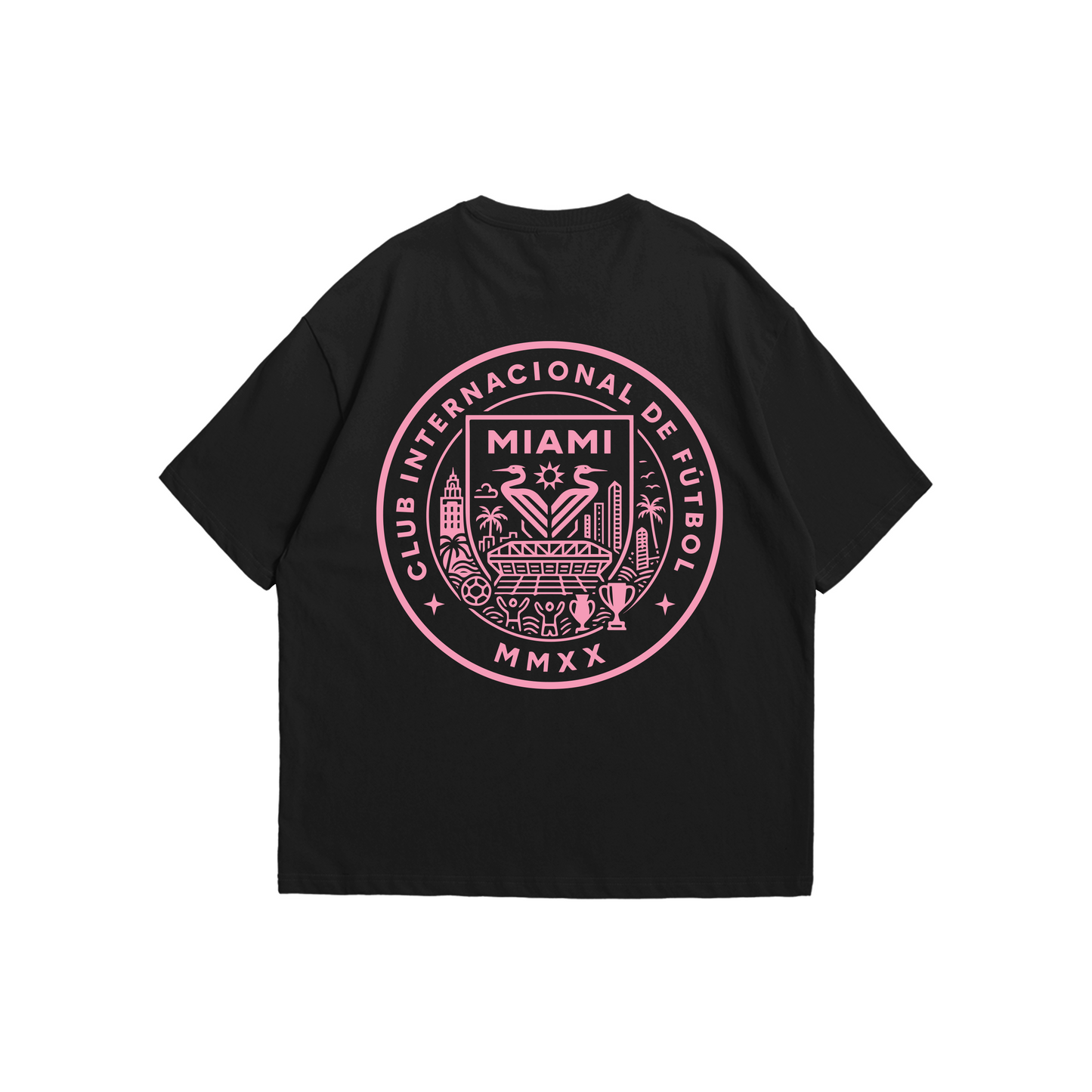 Inter Miami CF Tee – Oversized drop-shoulder 180 GSM cotton football T-shirt by Stick-On (Unisex M–5XL)