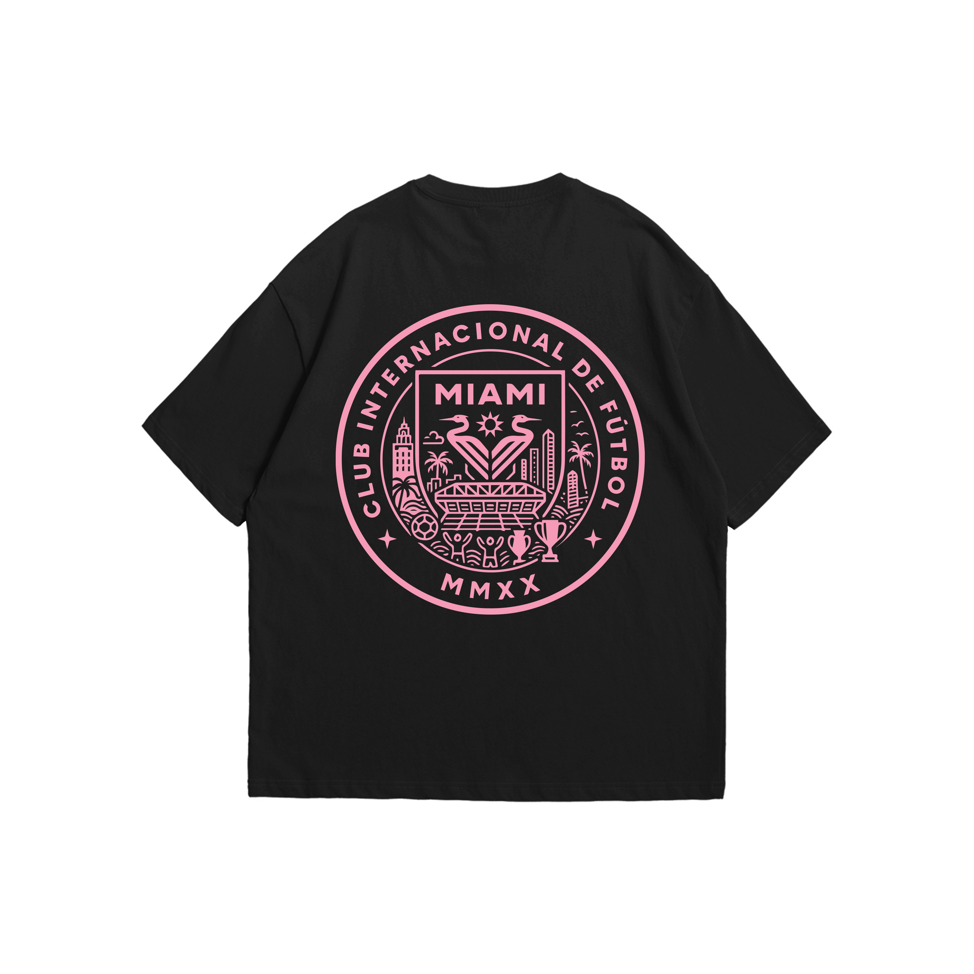 Inter Miami CF Tee – Oversized drop-shoulder 180 GSM cotton football T-shirt by Stick-On (Unisex M–5XL)