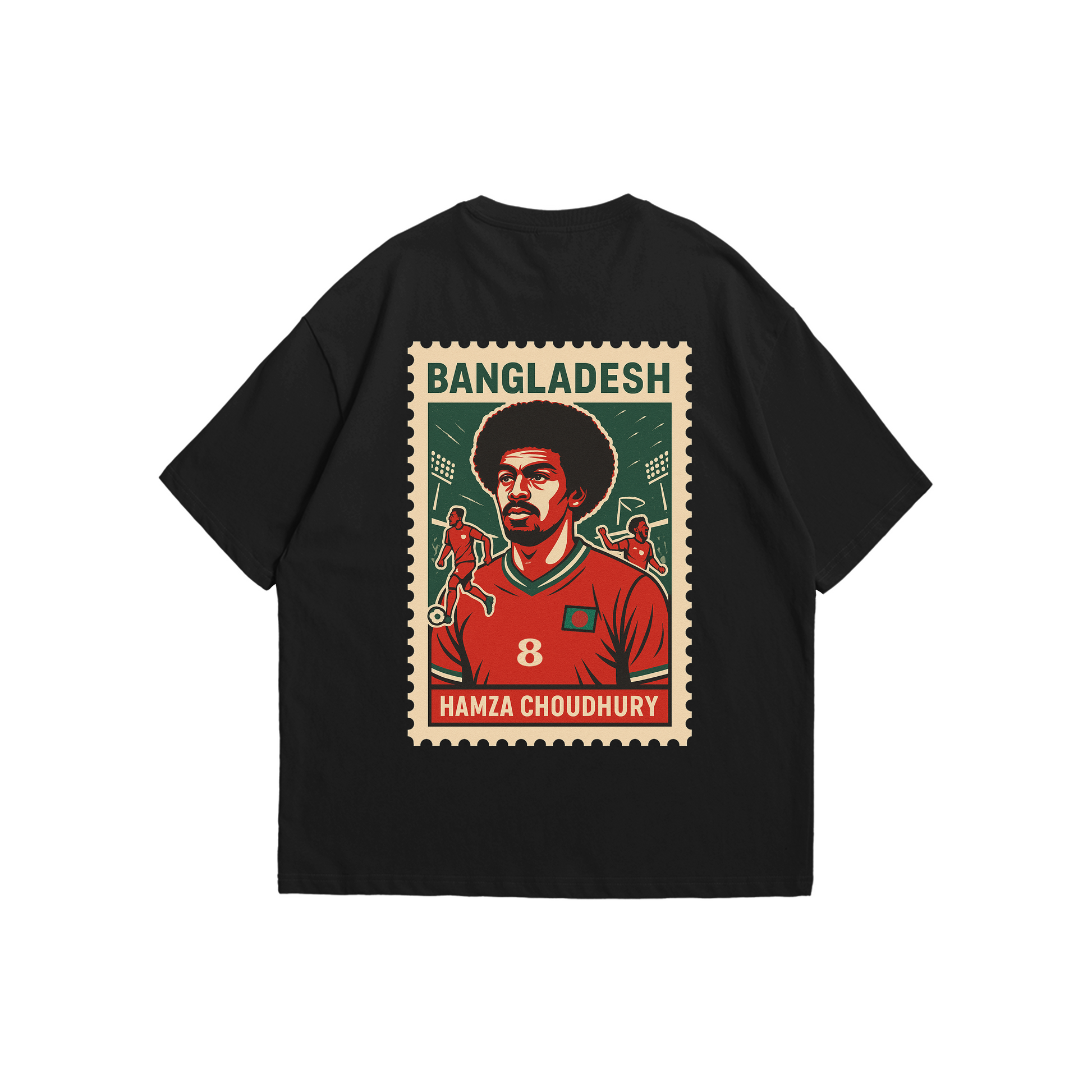 Hamza Choudhury Bangladesh National Team Tee – Oversized drop-shoulder 180 GSM cotton football T-shirt by Stick-On (Unisex M–5XL)