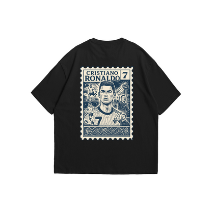 Cristiano Ronaldo CR7 Stamp Tee – Oversized drop-shoulder 180 GSM cotton football T-shirt by Stick-On (Unisex M–5XL)