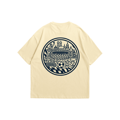 Bayern Munich Mia San Mia Tee – Oversized drop-shoulder 180 GSM cotton football T-shirt by Stick-On (Unisex M–5XL)