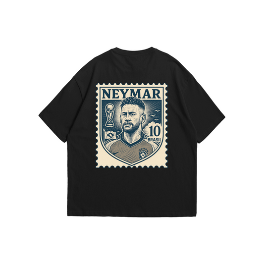 Neymar Brazil Stamp Oversized Drop Shoulder Tee – Black