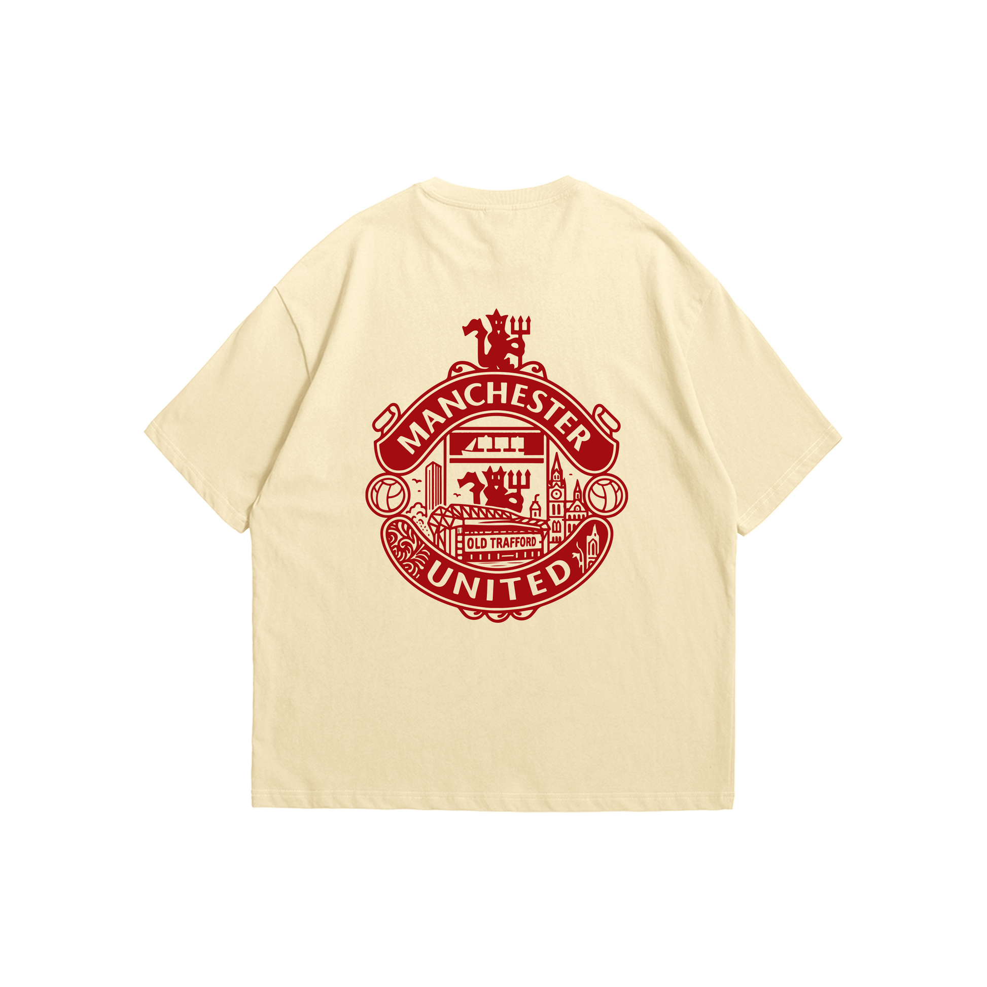 Manchester United – Red Devils Tee – Oversized drop-shoulder 180 GSM cotton football T-shirt by Stick-On (Unisex M–5XL)