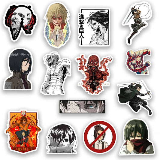Attack on Titan Sticker Pack – Eren Yeager, Mikasa Ackerman, Levi Ackerman, Colossal Titan anime stickers, Stick-On Final Stand Collection