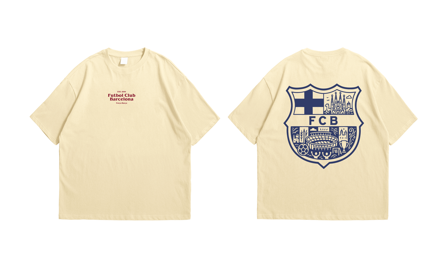 FC Barcelona Força Barça Oversized Drop Shoulder Tee – Cream