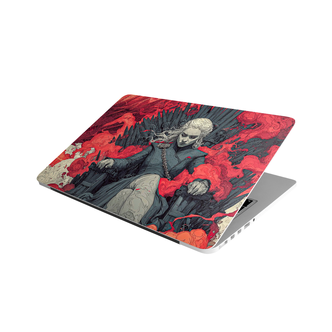 Game of Thrones MacBook case – Daenerys on Iron Throne with dragon flames, Stick-On fantasy collection