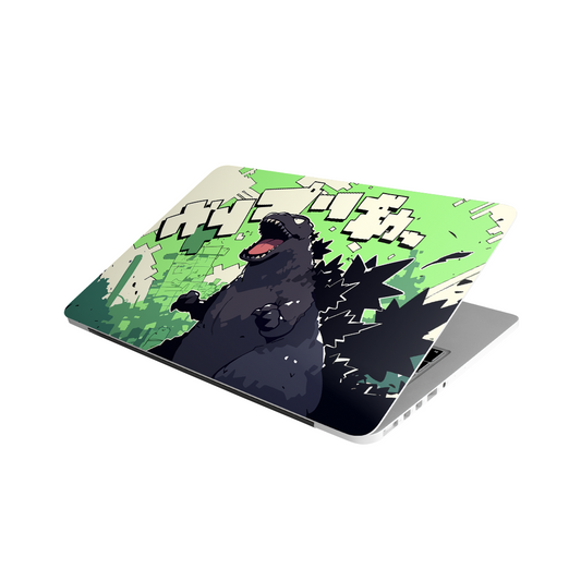 Godzilla Roar MacBook Case – Neon Green & Black anime-style protective laptop cover by Stick-On