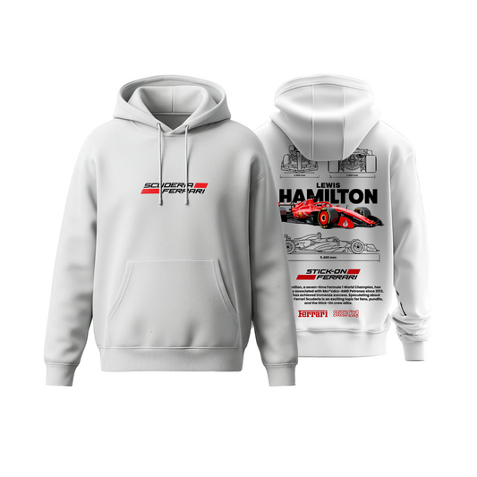 Lewis Hamilton Ferrari Hoodie – White Edition F1 Collection