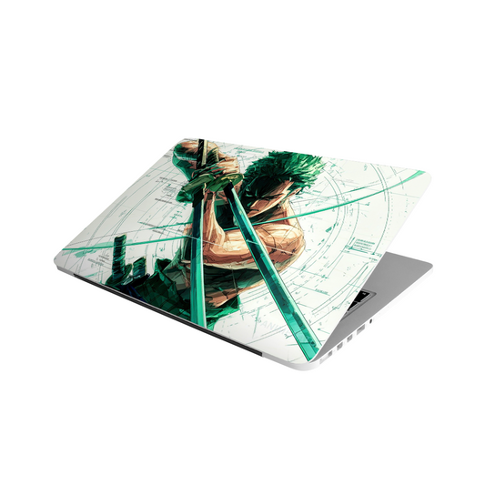 Roronoa Zoro Three-Sword Style MacBook Case – Green & White anime laptop cover, Stick-On collection
