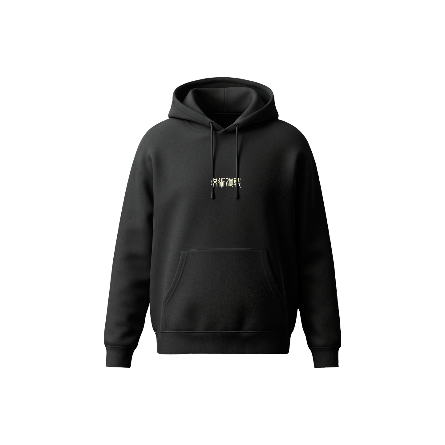 Satoru Gojo Jujutsu Kaisen black hoodie with glow-style anime illustration, Stick-On Anime Collection