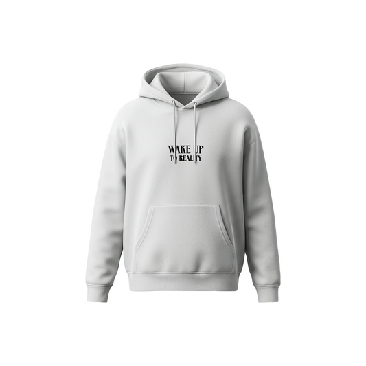 Madara Uchiha Hoodie – Wake Up To Reality quote design on front and anime illustration on back, Stick-On Anime Collection.