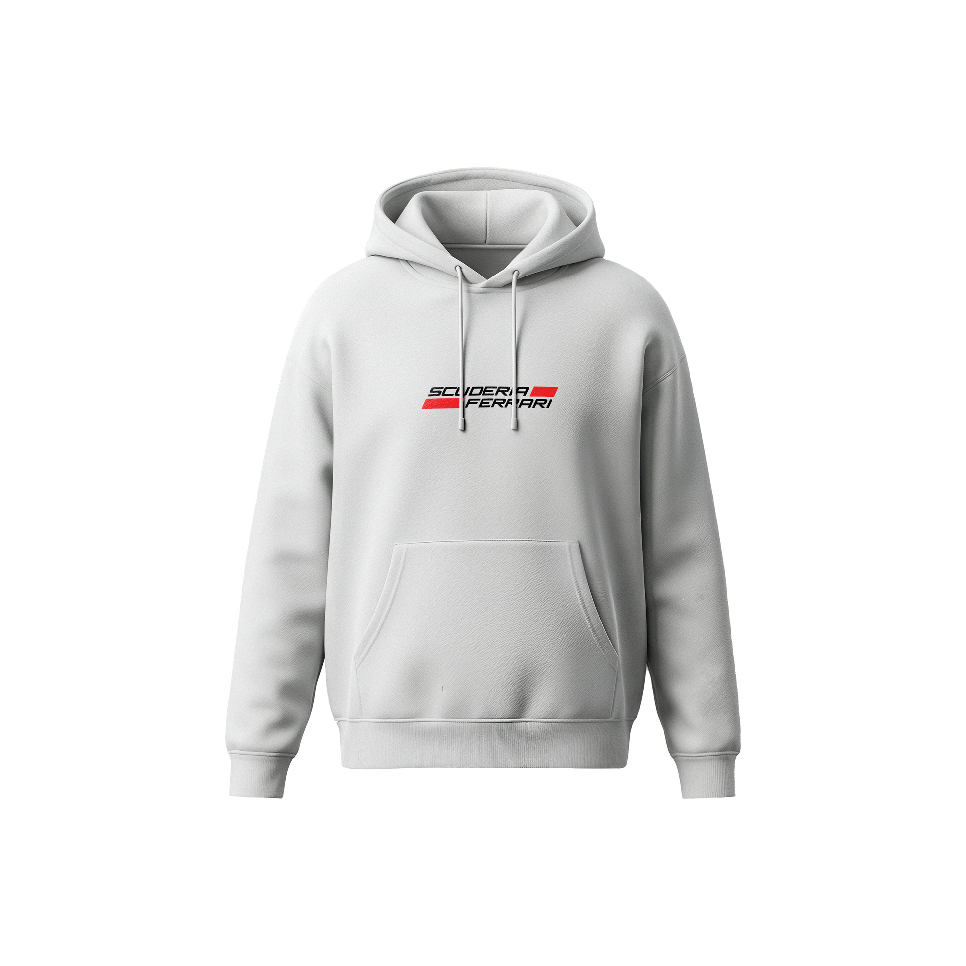 Lewis Hamilton Ferrari hoodie – white motorsport hoodie with car blueprint design, Stick-On F1 Collection