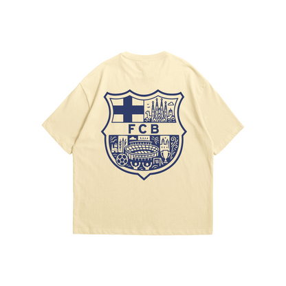 FC Barcelona – Força Barça Tee – Oversized drop-shoulder 180 GSM cotton football T-shirt by Stick-On (Unisex M–5XL)