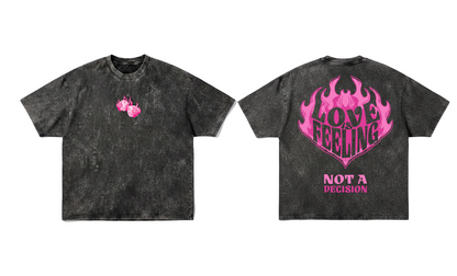 "Love is a Feeling" Acid Wash Graphic T-Shirt