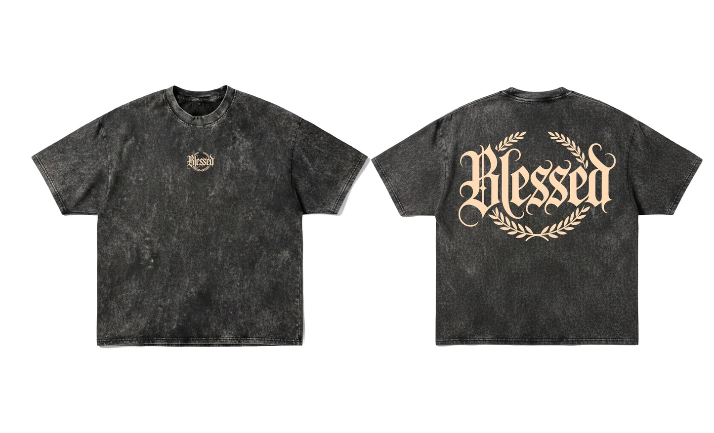 "Blessed" Gothic Acid Wash Oversized T-Shirt