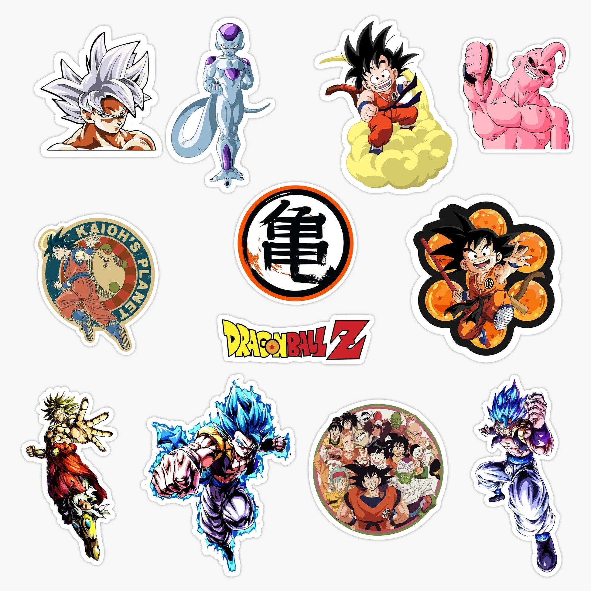 Dragon Ball Z Sticker Pack – Goku, Vegeta, Broly, Frieza, Majin Buu anime stickers, Stick-On Saiyan Power Collection