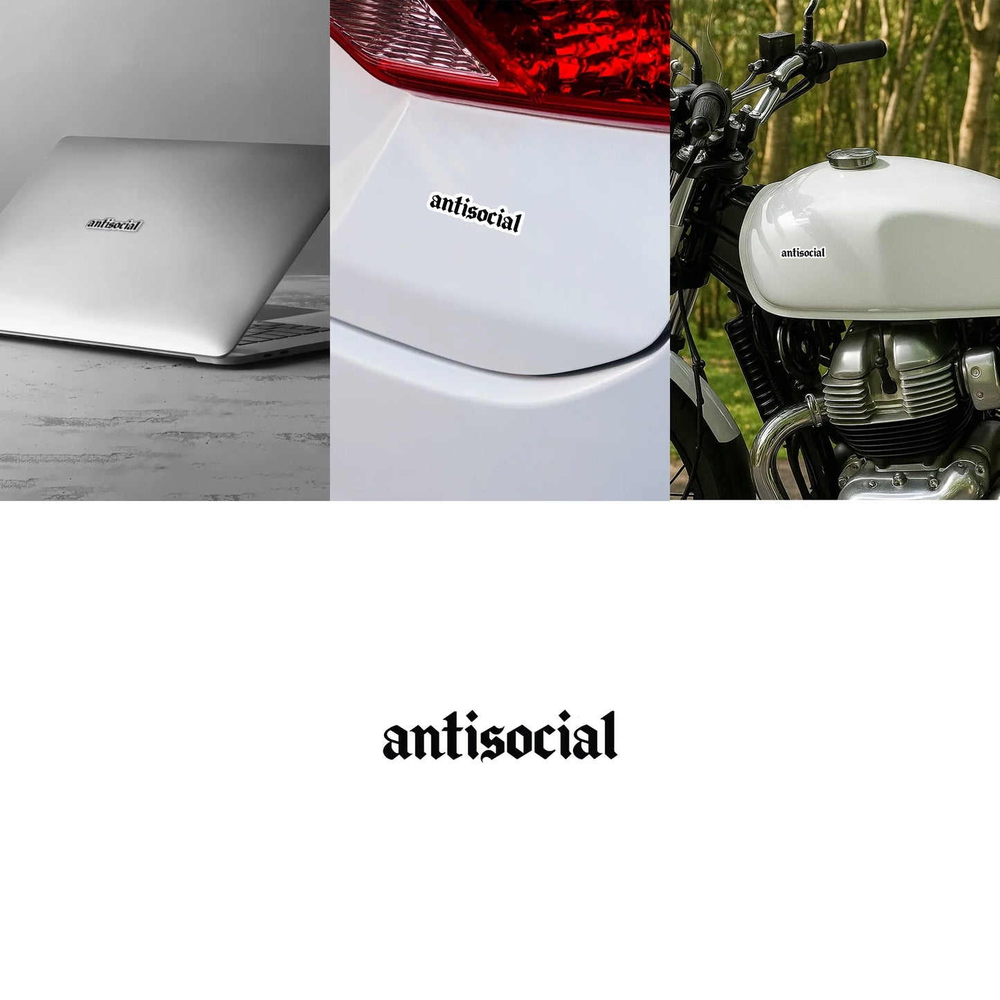 "Antisocial" Gothic Text Sticker