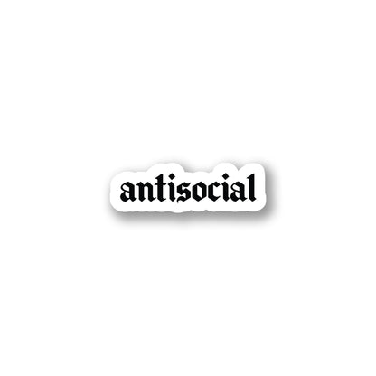 "Antisocial" Gothic Text Sticker