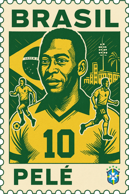 Pelé Brazil Stamp Oversized Drop Shoulder Tee – Black