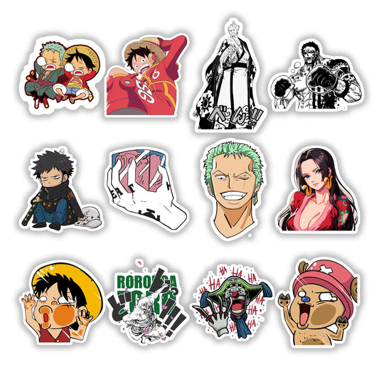 One Piece Sticker Pack – anime vinyl stickers featuring Luffy, Zoro, Boa Hancock, Law, and Chopper, Stick-On Anime Collection