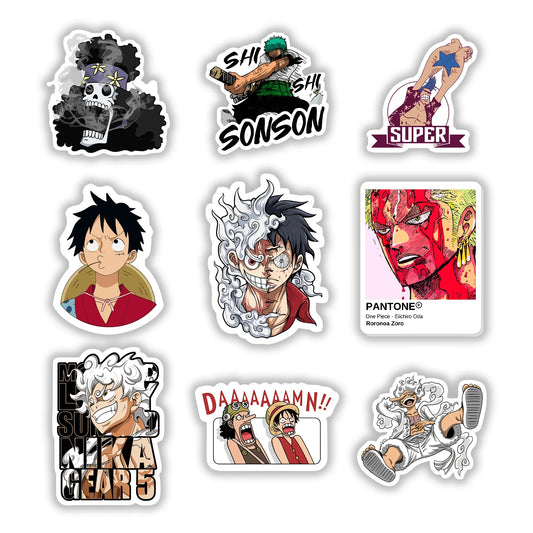 One Piece Sticker Pack – Luffy Gear 5, Zoro, and Straw Hat Crew anime stickers, Stick-On Anime Collection