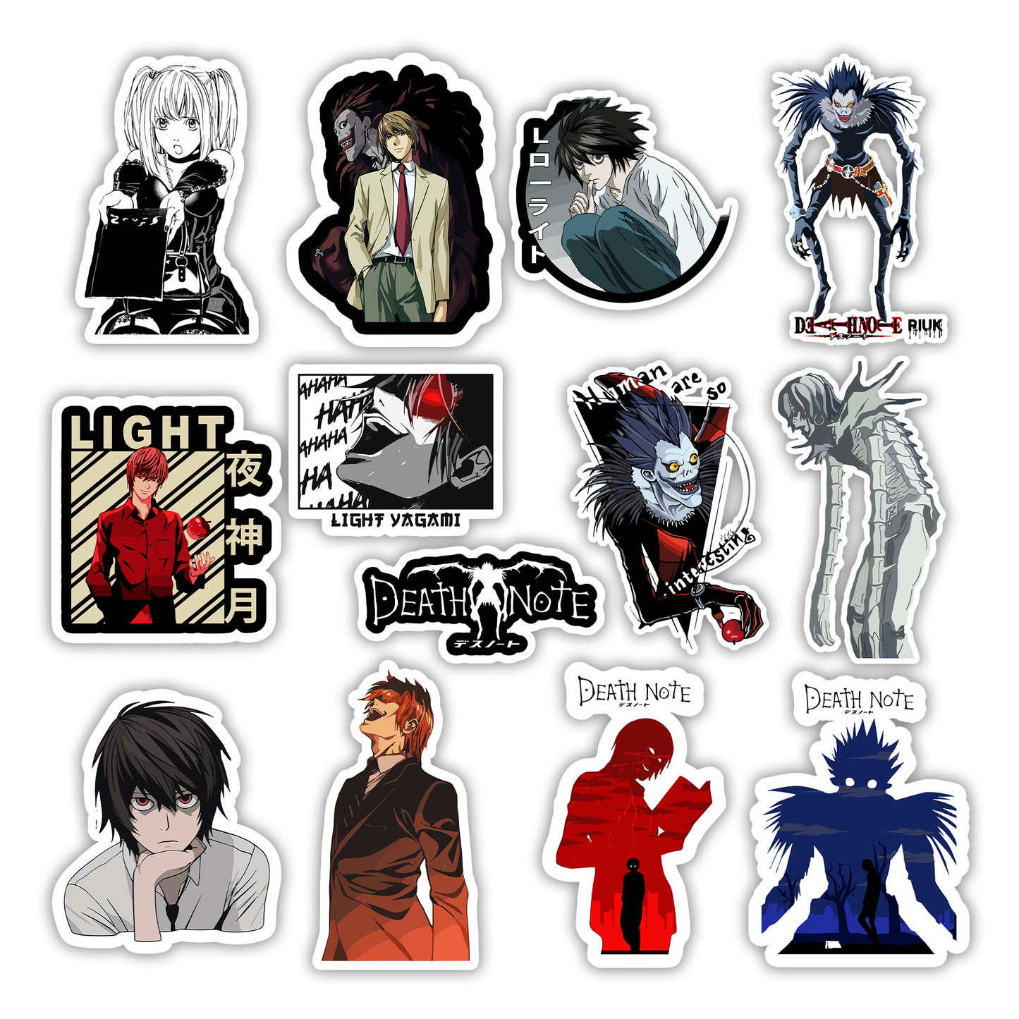 Death Note Sticker Pack – Light Yagami, L, Ryuk, and Misa anime stickers, Stick-On Anime Collection