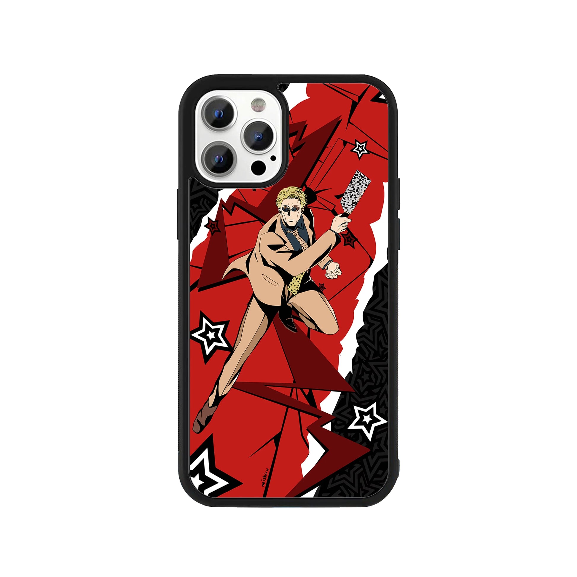 Roronoa Zoro One Piece phone case – red and black action design with anime character, Stick-On anime collection