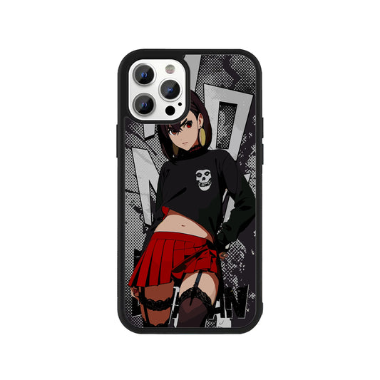 Yor Forger Spy x Family phone case – goth anime design with red skirt and black hoodie, Stick-On anime collection