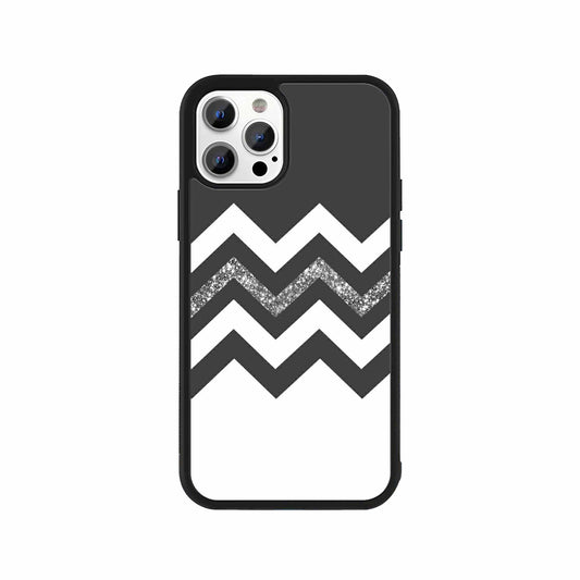 Chevron Glitter Pattern Phone Case – Black & White minimalist design by Stick-On