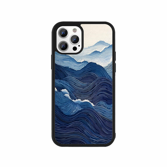 Ocean Wave Line Art Phone Case – Blue abstract flow design by Stick-On