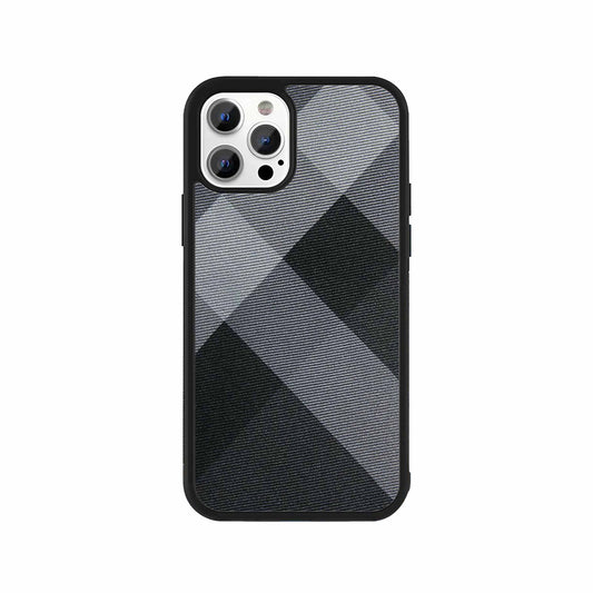 Monochrome Plaid Phone Case – Black & Grey classic checkered design by Stick-On