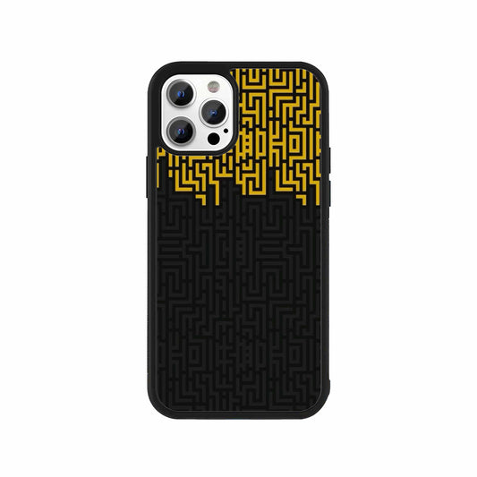 Geometric maze black & gold phone case by Stick-On