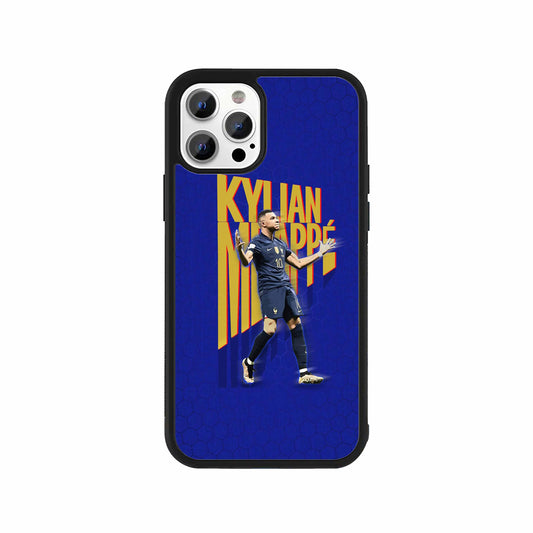 Kylian Mbappé tribute phone case in blue & yellow design by Stick-On