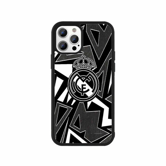 Real Madrid Phone Case – Black & White geometric football-inspired protective cover by Stick-On