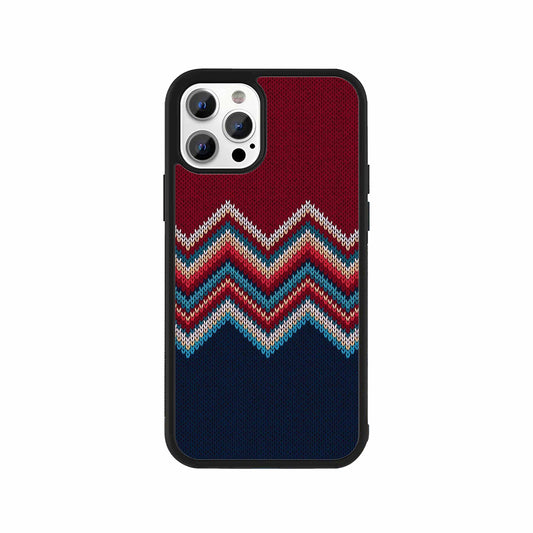 Retro chevron knit pattern iPhone protective case in red and navy by Stick-On