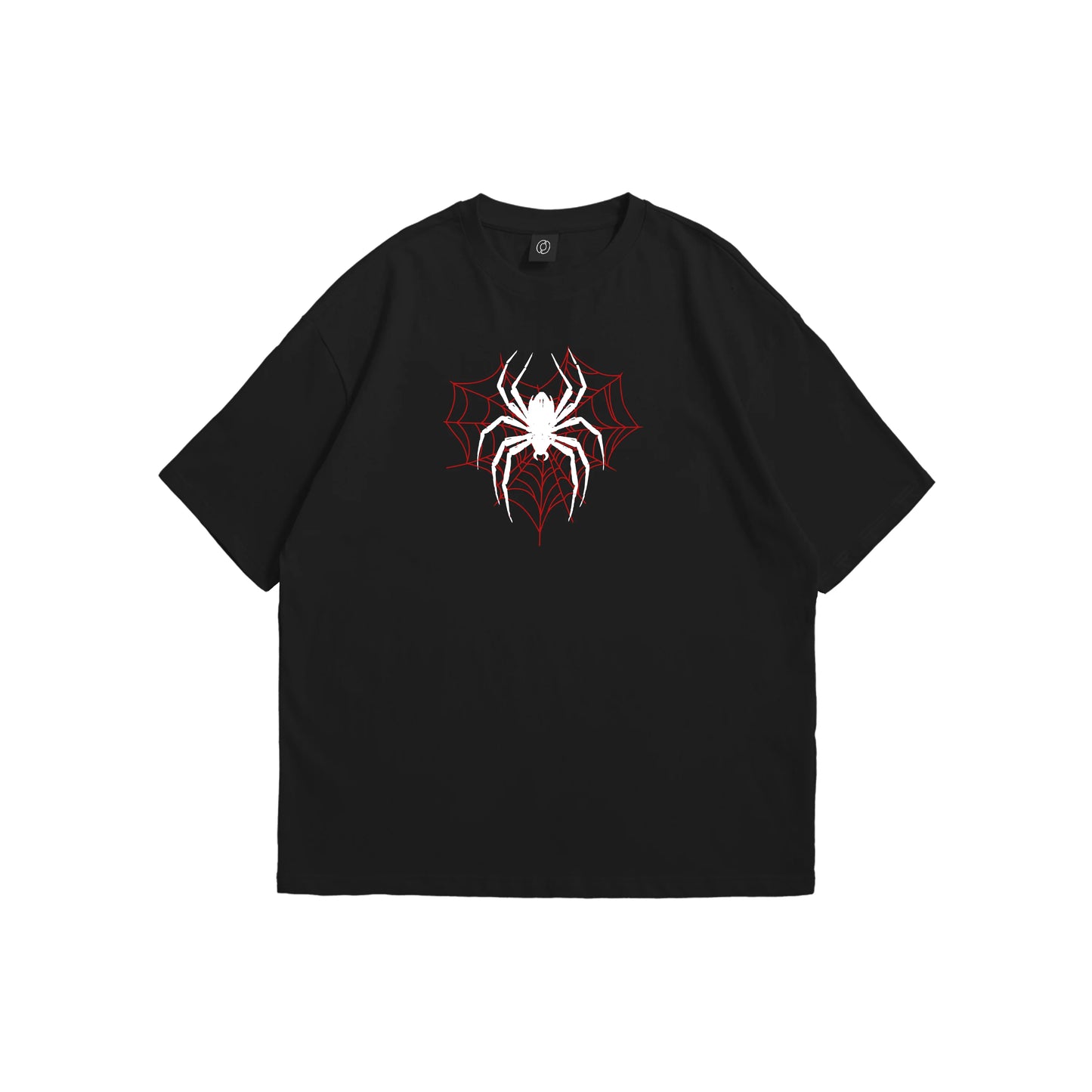 Crimson Web Spider Oversized T-Shirt - Black