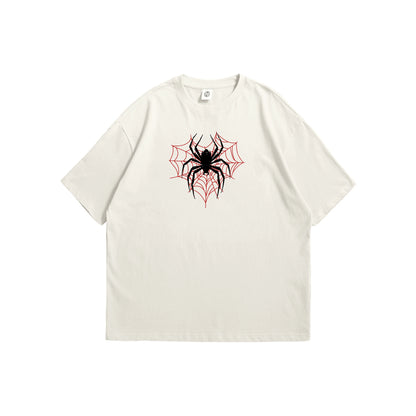 Crimson Web Spider Oversized T-Shirt - Off-White