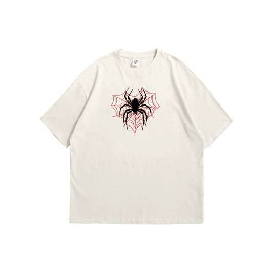 Crimson Web Spider Oversized T-Shirt - Off-White