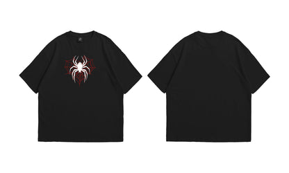 Crimson Web Spider Oversized T-Shirt - Black